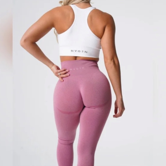 NVGTN Pants - NVGTN NAVIGATION WOMENS STRETCH SEAMLESS LEGGINGS FULL LENGTH MEDIUM MAUVE PINK